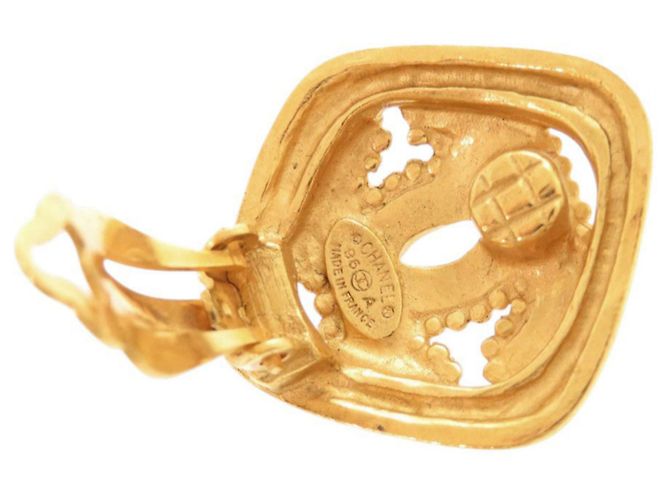 Vintage Chanel Coco Mark Metall Gold Clip Ohrringe Golden - Ansicht 5