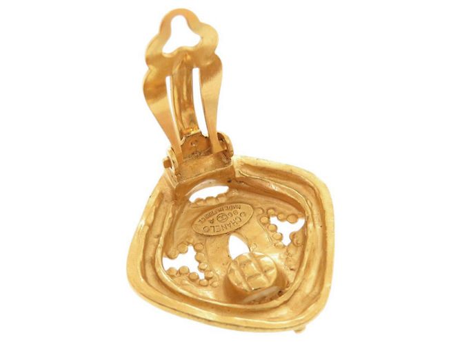 Vintage Chanel Coco Mark Metall Gold Clip Ohrringe Golden - Ansicht 6