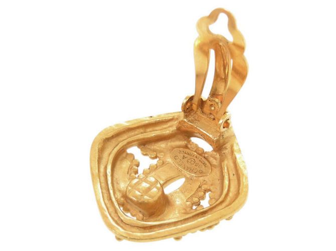 Vintage Chanel Coco Mark Metall Gold Clip Ohrringe Golden - Ansicht 7