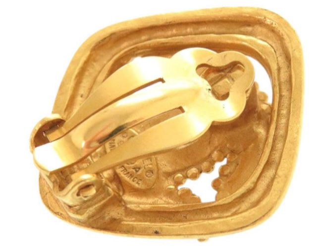 Vintage Chanel Coco Mark Metall Gold Clip Ohrringe Golden - Ansicht 8