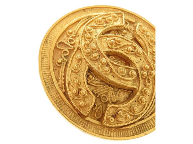 Timeless Spilla Vintage Chanel Coco Mark in Oro D'oro - vista 7