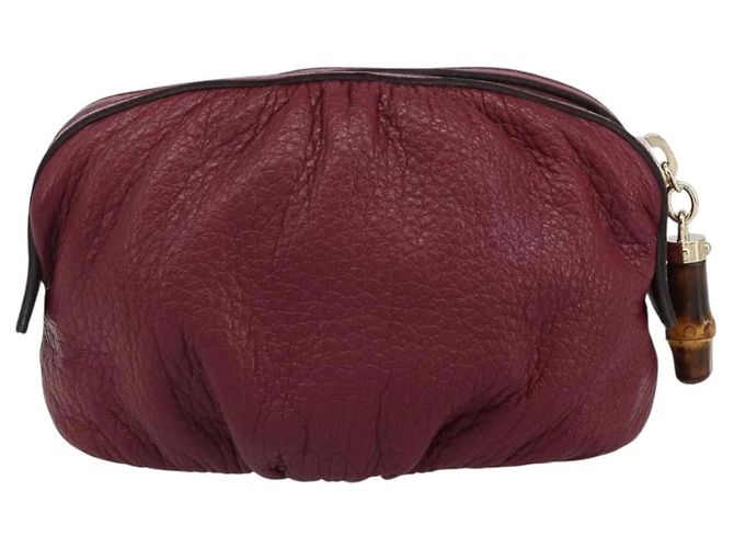Pochette in pelle Gucci Bamboo Porpora - vista 2