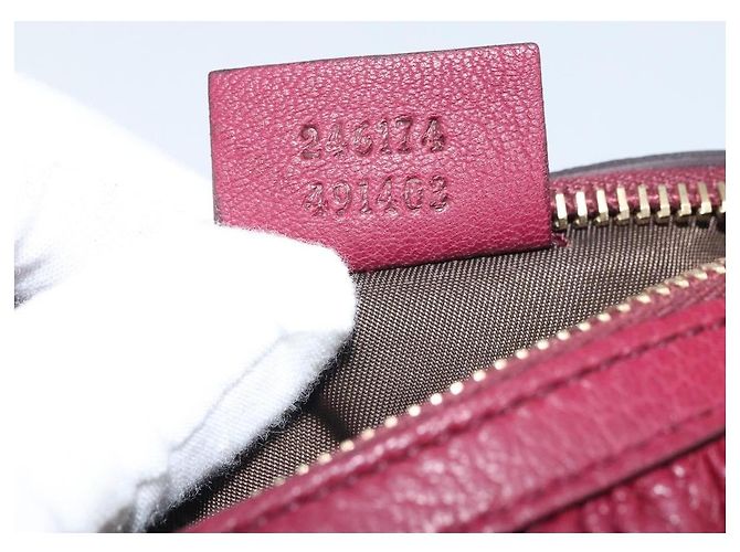 Pochette in pelle Gucci Bamboo Porpora - vista 7