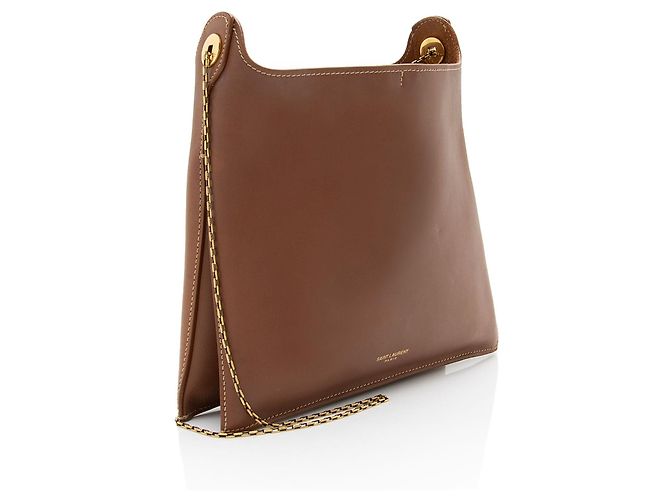 Borsa a Spalla Liane in Pelle di Vitello Saint Laurent Marrone - vista 2