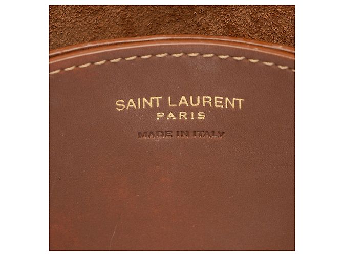 Borsa a Spalla Liane in Pelle di Vitello Saint Laurent Marrone - vista 8