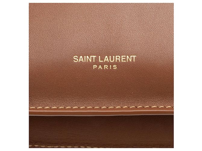 Borsa a Spalla Liane in Pelle di Vitello Saint Laurent Marrone - vista 9