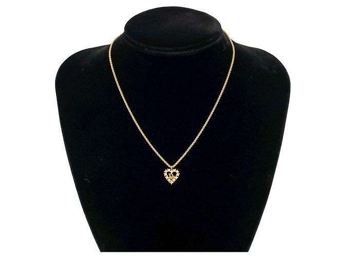 Collana con motivo a cuore logo Christian Dior D'oro Metallico - vista 2