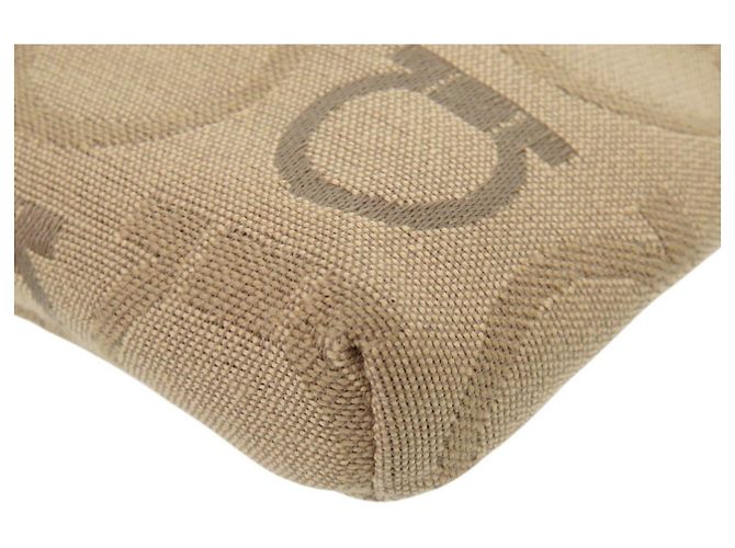 Borsa a tracolla in tela Gancini di Salvatore Ferragamo Beige - vista 3