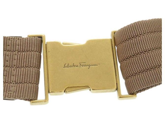 Borsa a tracolla in tela Gancini di Salvatore Ferragamo Beige - vista 8