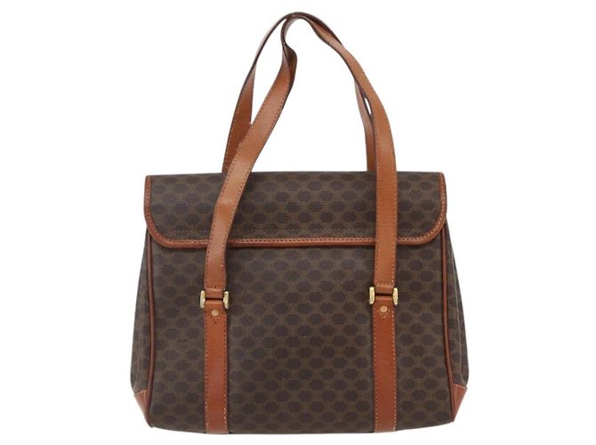 Céline Celine Vintage Macadam Tela e Pelle Marrone - vista 2
