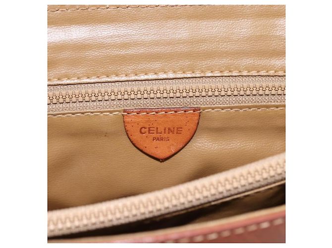 Céline Celine Vintage Macadam Tela e Pelle Marrone - vista 6