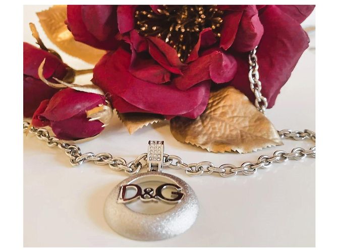 Raffinata collana DOLCE & GABBANA con pendente loggato e piccoli swarovski Argento - vista 10