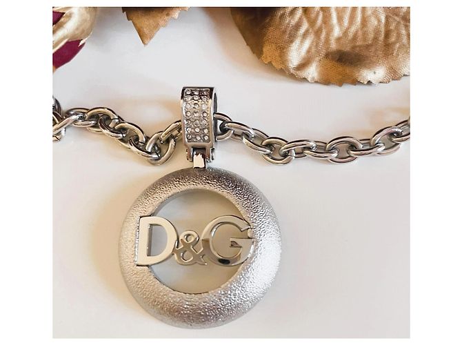 Raffinata collana DOLCE & GABBANA con pendente loggato e piccoli swarovski Argento - vista 6