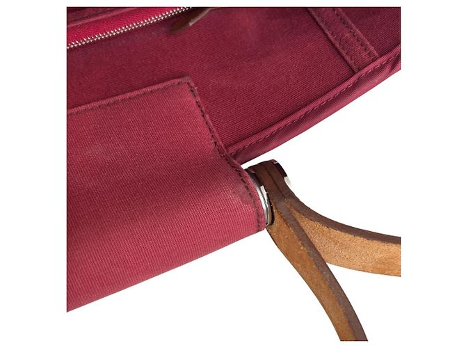 Cabag Hermès Borsa Tote Elan Toile Officier Hermes Rosso - vista 19