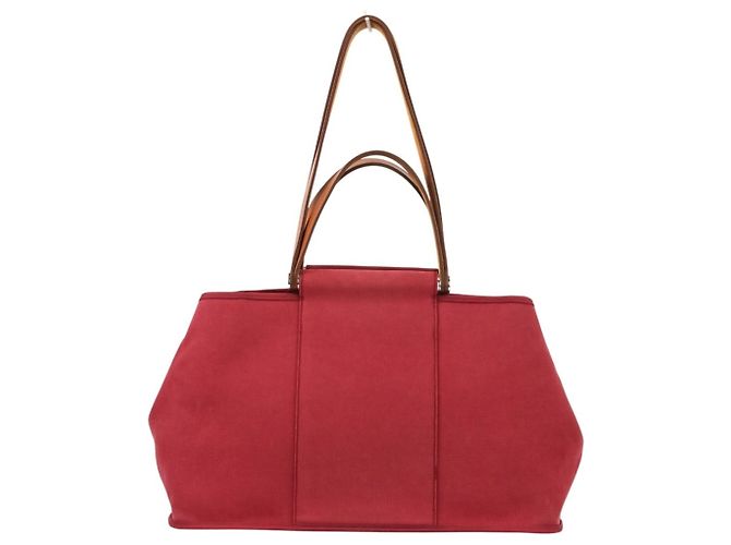 Cabag Hermès Borsa Tote Elan Toile Officier Hermes Rosso - vista 2