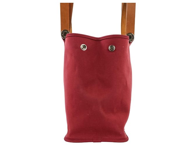Cabag Hermès Borsa Tote Elan Toile Officier Hermes Rosso - vista 4