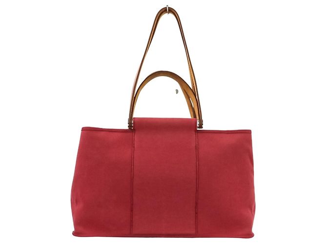 Cabag Hermès Borsa Tote Elan Toile Officier Hermes Rosso - vista 5