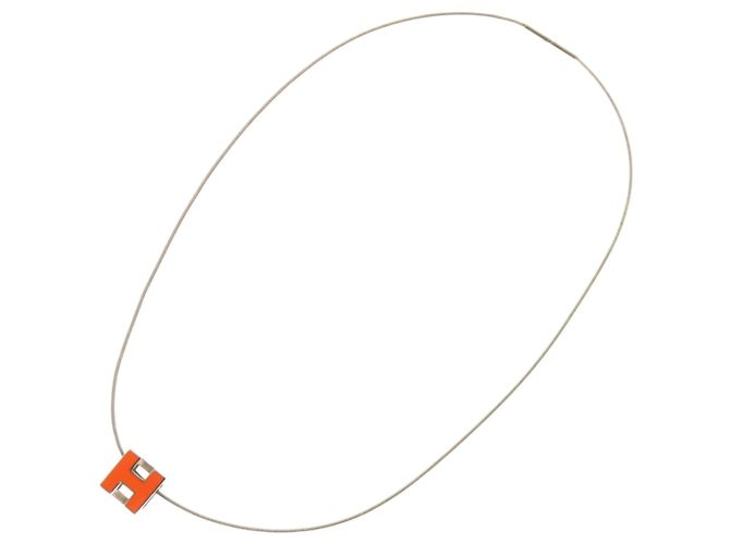 Hermès Carge d'Ache H Cube Metall Orange Halskette - Ansicht 5