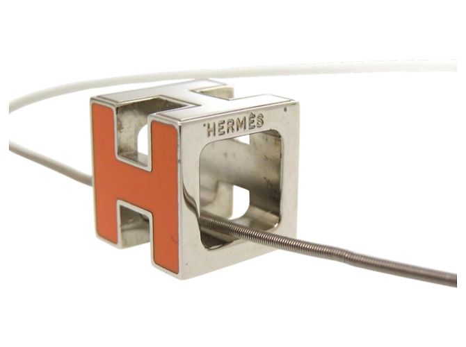 Hermès Carge d'Ache H Cube Metall Orange Halskette - Ansicht 9