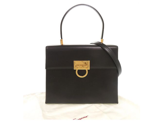 Borsa in pelle Gancini di Salvatore Ferragamo Nero - vista 2