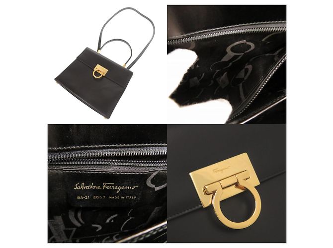 Borsa in pelle Gancini di Salvatore Ferragamo Nero - vista 8