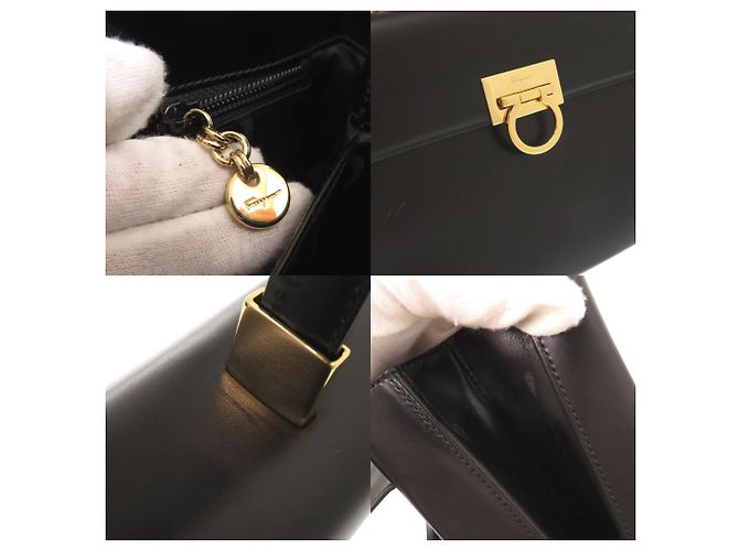 Borsa in pelle Gancini di Salvatore Ferragamo Nero - vista 9