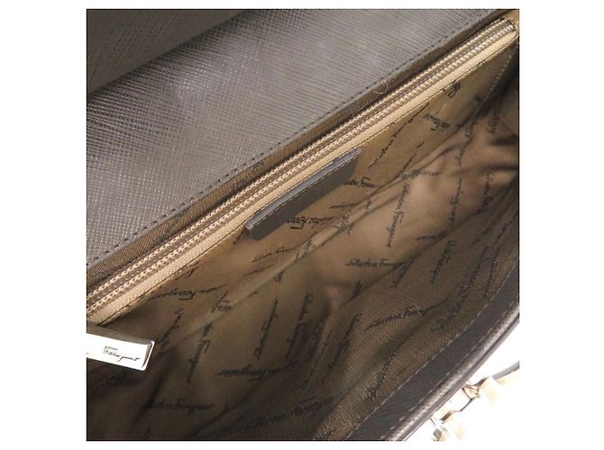 Borsa a Spalla in Pelle Double Gancini di Salvatore Ferragamo Grigio antracite - vista 6