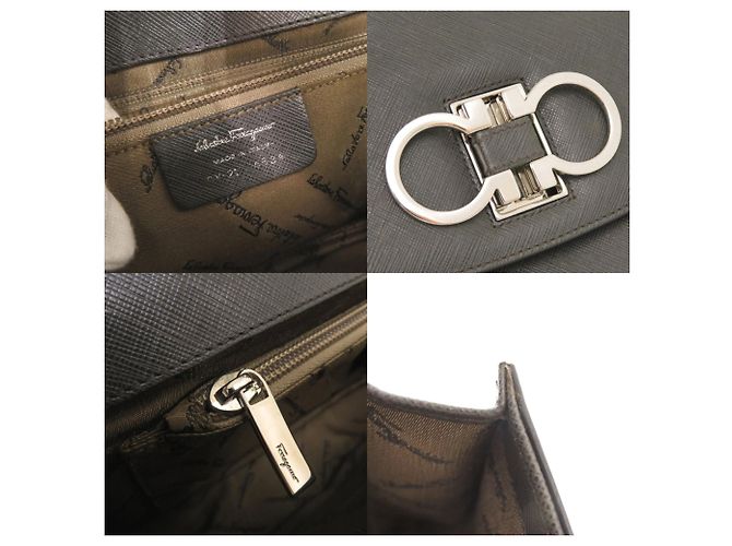 Borsa a Spalla in Pelle Double Gancini di Salvatore Ferragamo Grigio antracite - vista 8