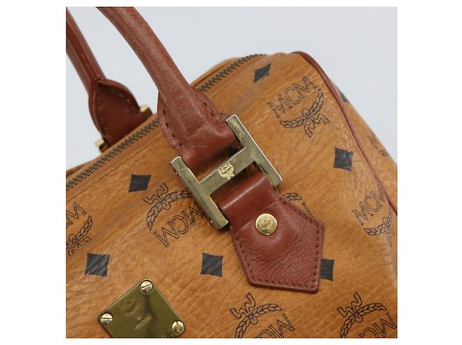 MCM Vicetos Logogram Borsa a Mano in Pelle PVC Marrone Oro Auth gh1634 D'oro - vista 10