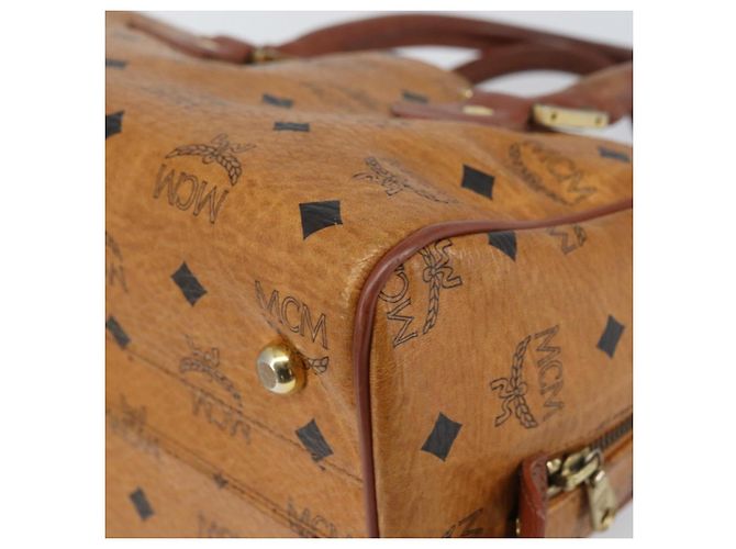 MCM Vicetos Logogram Borsa a Mano in Pelle PVC Marrone Oro Auth gh1634 D'oro - vista 15
