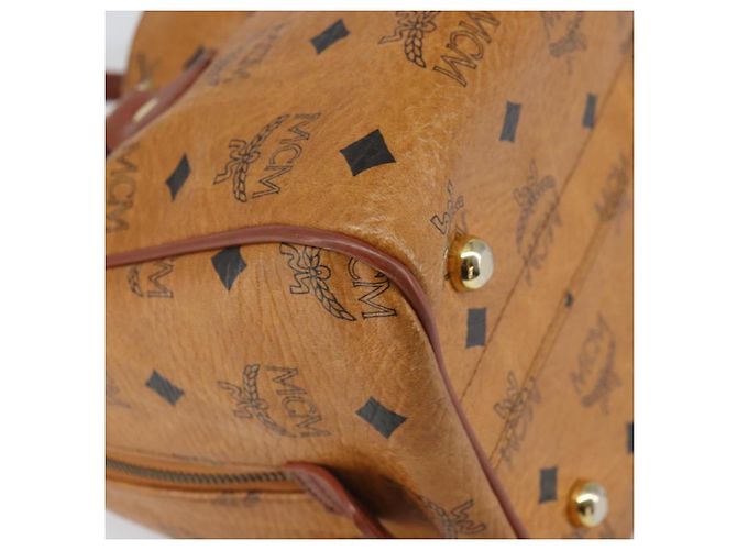 MCM Vicetos Logogram Borsa a Mano in Pelle PVC Marrone Oro Auth gh1634 D'oro - vista 16