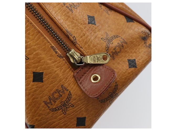 MCM Vicetos Logogram Borsa a Mano in Pelle PVC Marrone Oro Auth gh1634 D'oro - vista 17