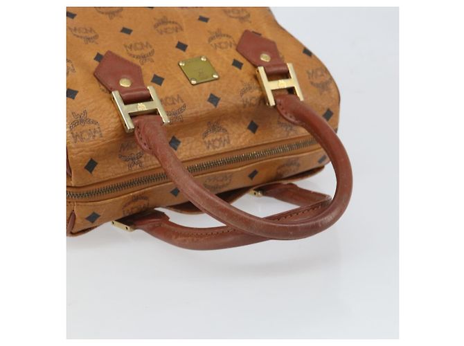 MCM Vicetos Logogram Borsa a Mano in Pelle PVC Marrone Oro Auth gh1634 D'oro - vista 7
