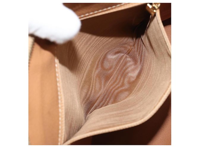 Céline Borsa a mano in tela Macadam CELINE PVC beige oro Auth 168604 D'oro - vista 11