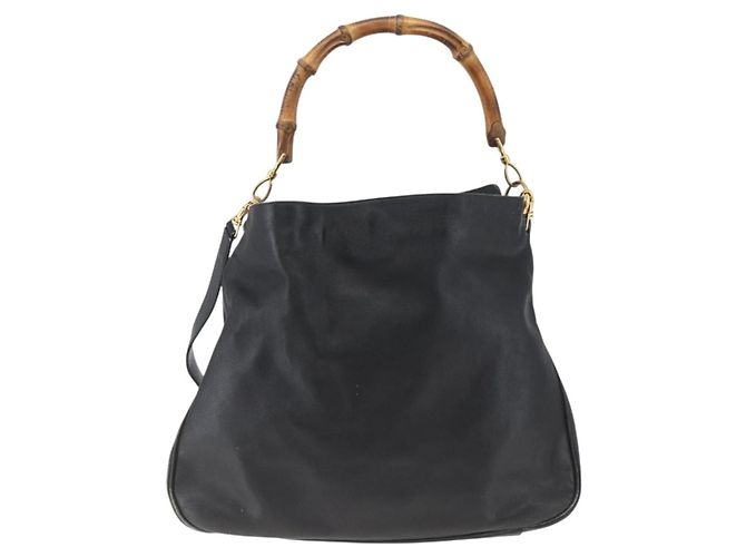 Borsa a Spalla Gucci Bamboo in Pelle 2 in 1 Nero Oro 001 1577 3444 Auth 162200 D'oro - vista 13