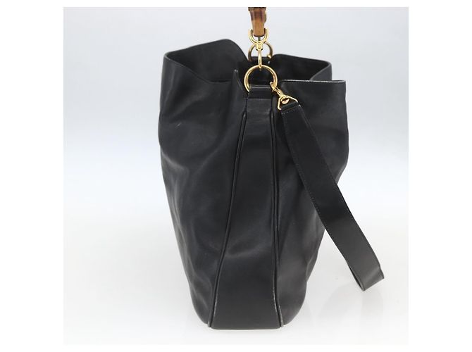 Borsa a Spalla Gucci Bamboo in Pelle 2 in 1 Nero Oro 001 1577 3444 Auth 162200 D'oro - vista 3