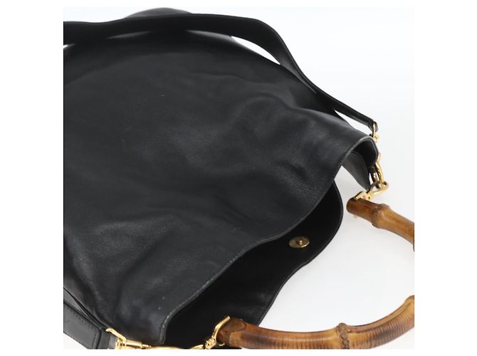 Borsa a Spalla Gucci Bamboo in Pelle 2 in 1 Nero Oro 001 1577 3444 Auth 162200 D'oro - vista 6