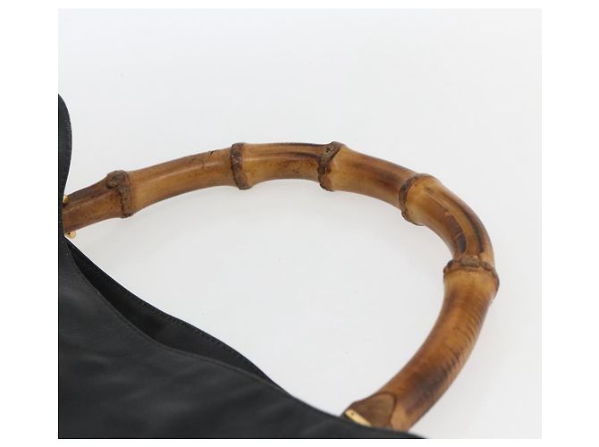 Borsa a Spalla Gucci Bamboo in Pelle 2 in 1 Nero Oro 001 1577 3444 Auth 162200 D'oro - vista 8