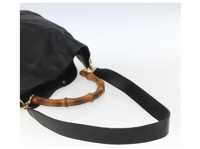 Borsa a Spalla Gucci Bamboo in Pelle 2 in 1 Nero Oro 001 1577 3444 Auth 162200 D'oro - vista 9
