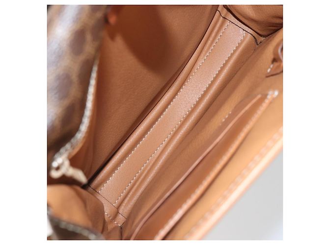Céline Borsa a Spalla in Tela Macadam CELINE in Pelle PVC Marrone Oro Auth 164024 D'oro - vista 11
