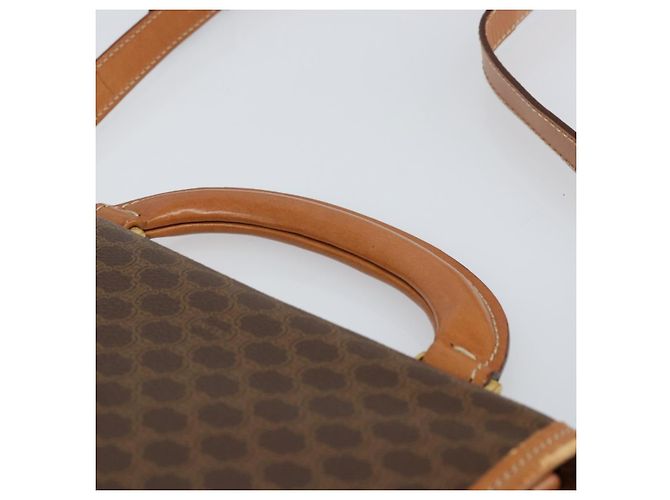 Céline Borsa a Spalla in Tela Macadam CELINE in Pelle PVC Marrone Oro Auth 164024 D'oro - vista 14