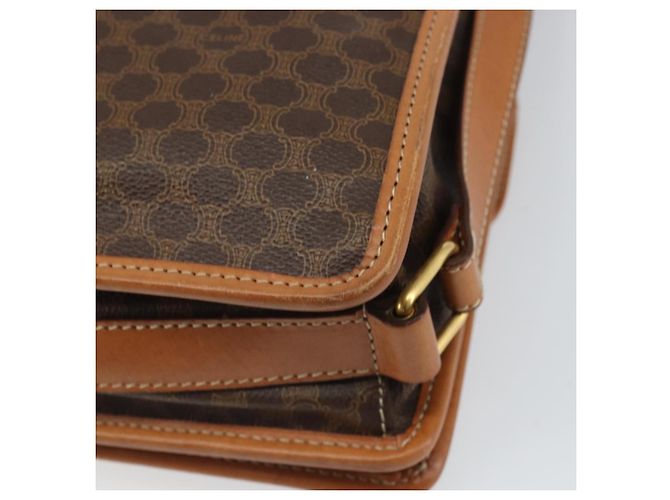 Céline Borsa a Spalla in Tela Macadam CELINE in Pelle PVC Marrone Oro Auth 164024 D'oro - vista 17