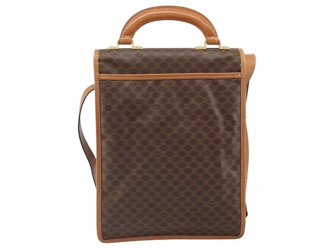 Céline Borsa a Spalla in Tela Macadam CELINE in Pelle PVC Marrone Oro Auth 164024 D'oro - vista 2