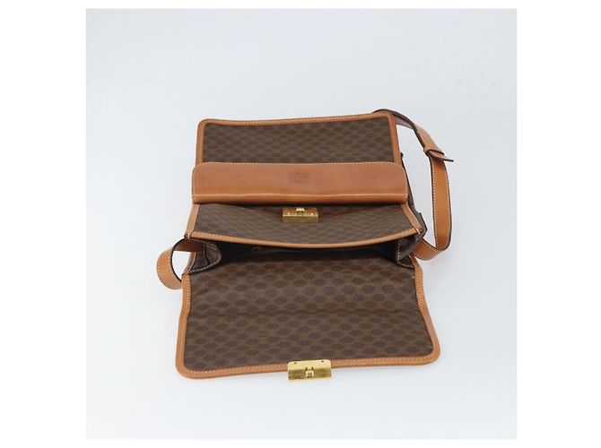 Céline Borsa a Spalla in Tela Macadam CELINE in Pelle PVC Marrone Oro Auth 164024 D'oro - vista 20