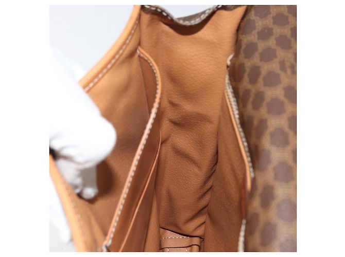 Céline Borsa a Spalla in Tela Macadam CELINE in Pelle PVC Marrone Oro Auth 164024 D'oro - vista 23