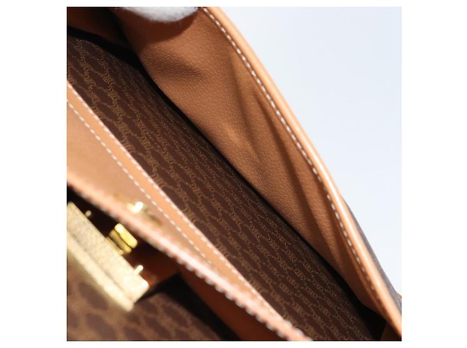 Céline Borsa a Spalla in Tela Macadam CELINE in Pelle PVC Marrone Oro Auth 164024 D'oro - vista 27