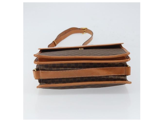 Céline Borsa a Spalla in Tela Macadam CELINE in Pelle PVC Marrone Oro Auth 164024 D'oro - vista 5