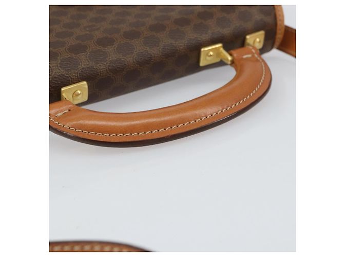Céline Borsa a Spalla in Tela Macadam CELINE in Pelle PVC Marrone Oro Auth 164024 D'oro - vista 7