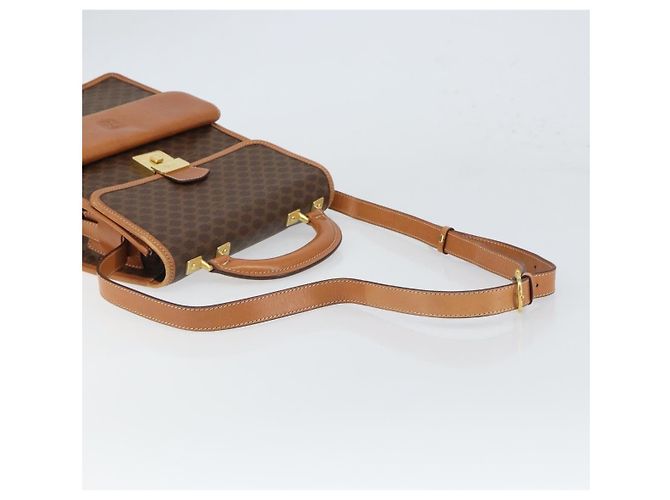 Céline Borsa a Spalla in Tela Macadam CELINE in Pelle PVC Marrone Oro Auth 164024 D'oro - vista 8