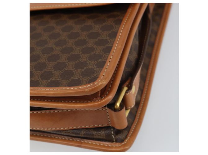 Céline Borsa a Spalla in Tela Macadam CELINE in Pelle PVC Marrone Oro Auth 164024 D'oro - vista 9